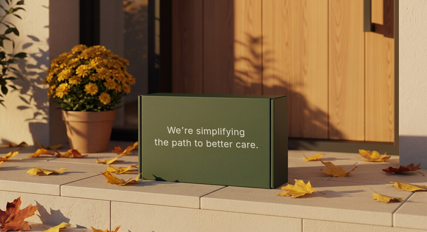 A Pillar Health package on a doorstep with fall leaves